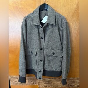 Jason Wu Men's Herringbone Shirt Jacket - Black and Gray